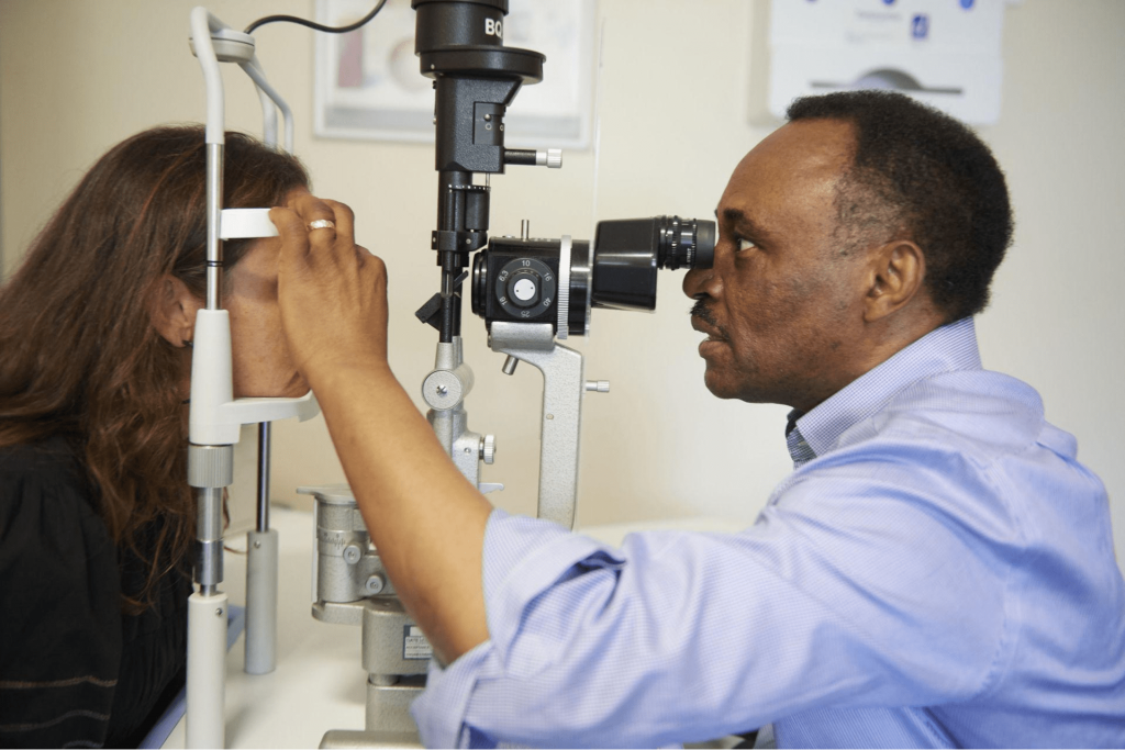 Patient getting eyes tested